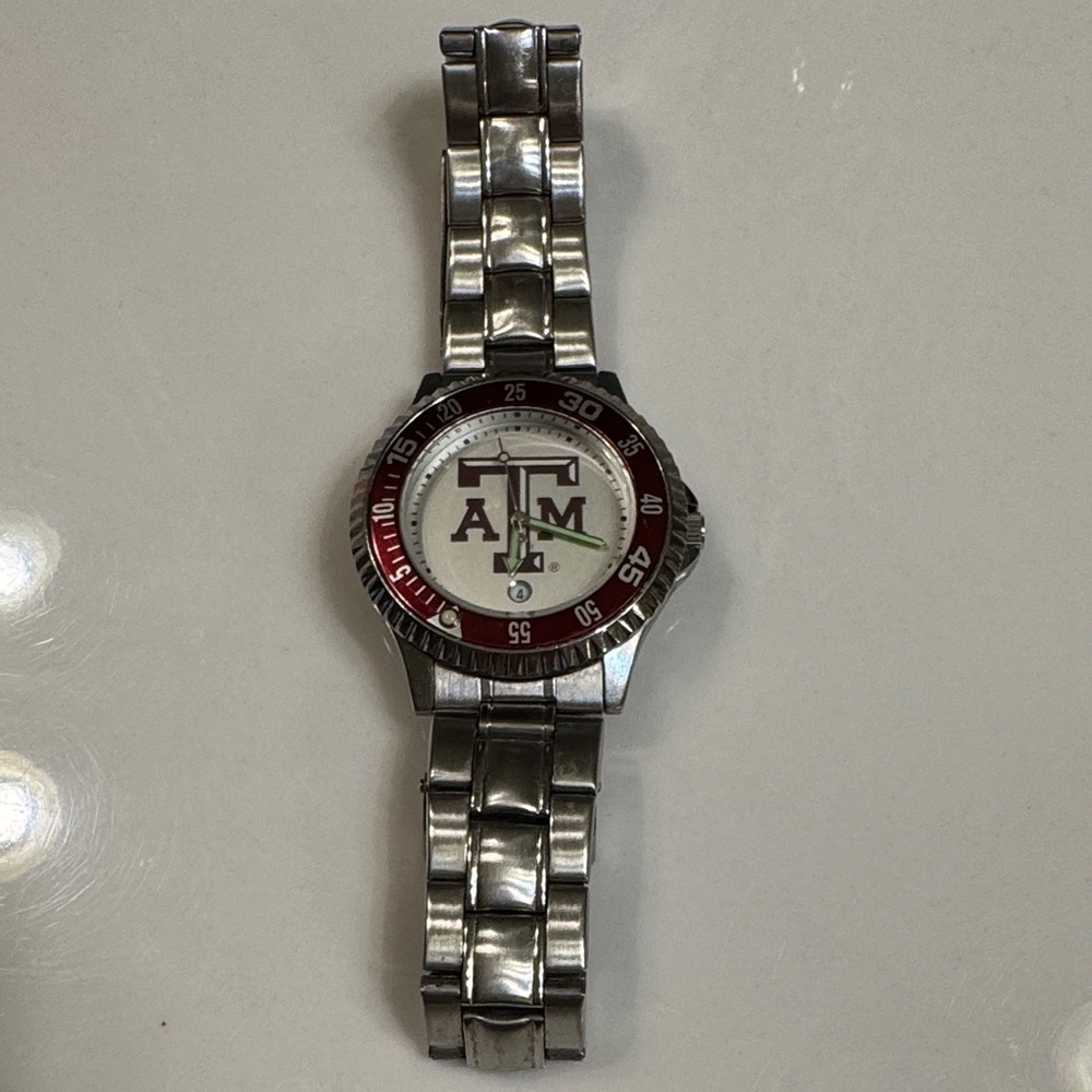 Texas A&M Silver Wristwatch with Maroon Accents